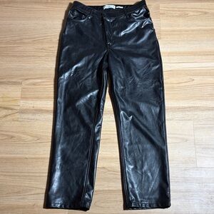 Abercrombie & Fitch Vegan Leather Pants 90s Straight High Rise Black 31/12